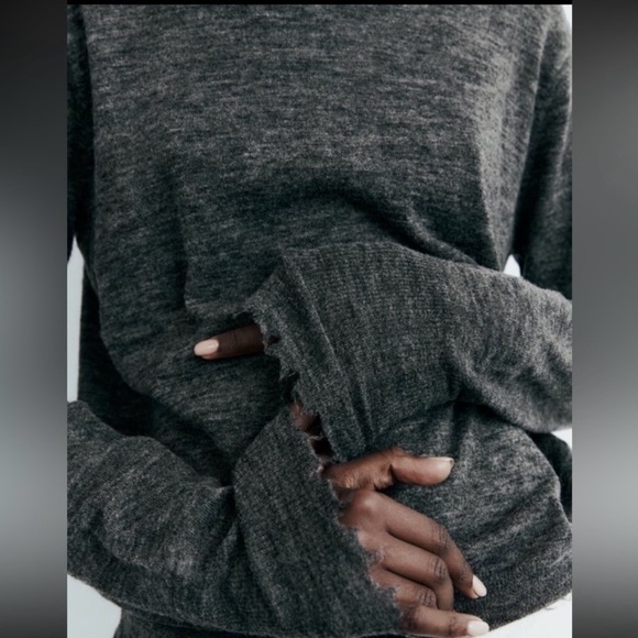 ZARA Women’s Turtleneck Sweater Gray Size S Alpaca Wool Blend NWT - Picture 3 of 10